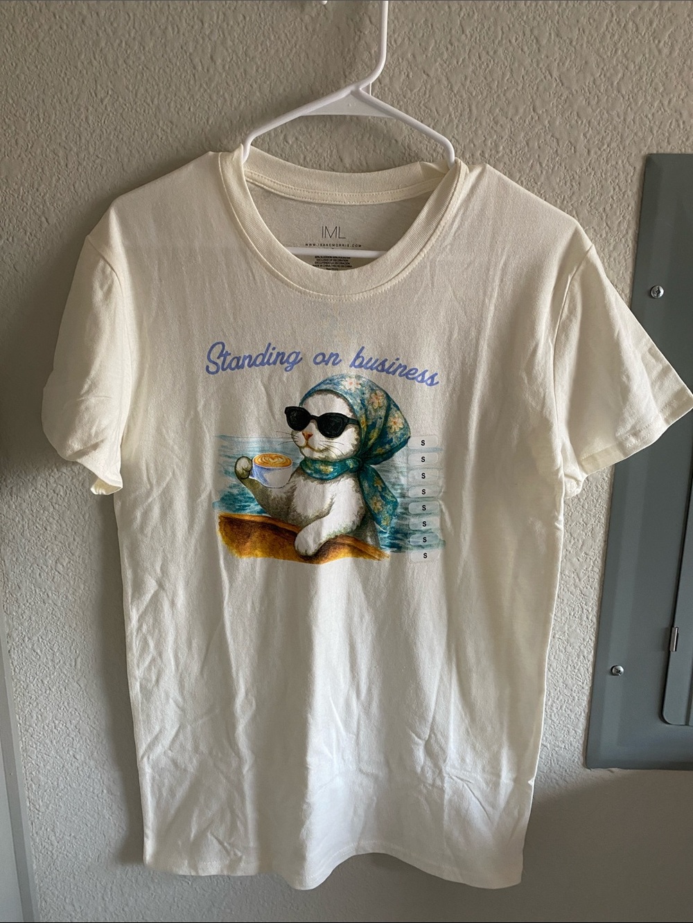 Women’s Isaac Morris “Standing on business” cat tshirt